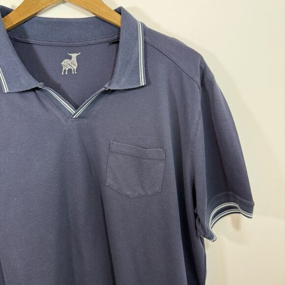 Raffi Men’s Shirt XL Polo Aqua Cotton Adult Navy Short Sleeve Golfer - Picture 3 of 9